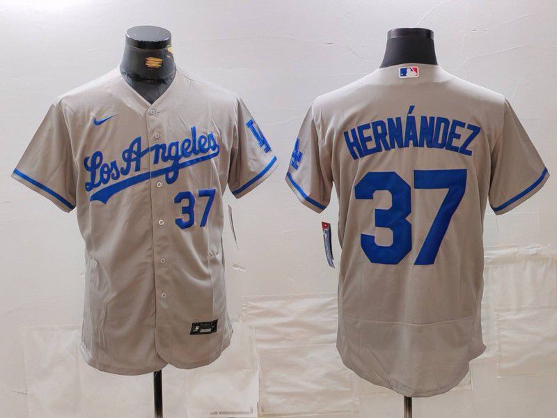 Men Los Angeles Dodgers #37 Hernandez Grey Nike Elite 2024 MLB Jersey style 72610